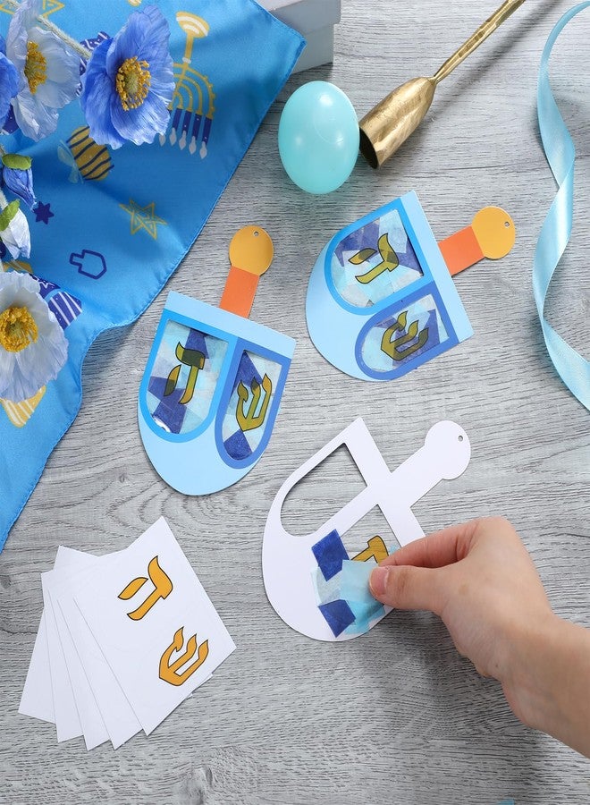 Mooliwe 24 Sets Hanukkah Crafts Make Your Own Hanukkah Dreidel Tissue Paper Craft Kits DIY Dreidel Tissue Sign Hanging Ornaments for Chanukah Party Holiday School Activities - Image 4